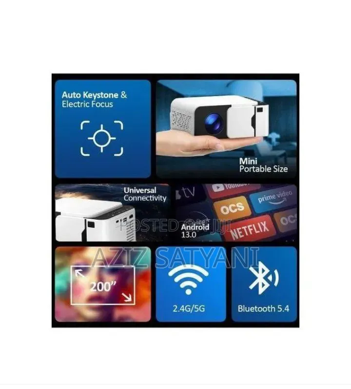 Borrego Smart 6 Mini Projector Home Theater, Office and Many Others