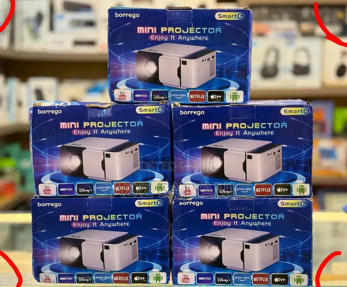Borrego Smart 6 Mini Projector Home Theater, Office and Many Others