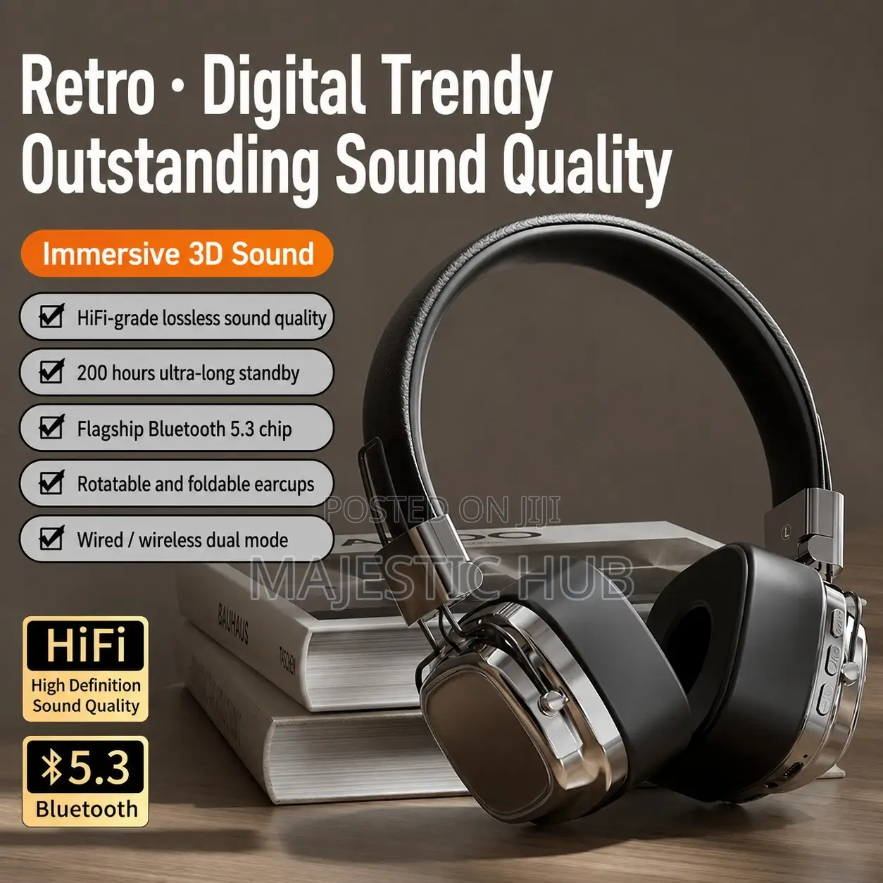 Wireless Over-Ear Headphones With RGB Light – 80H Playtime Headset