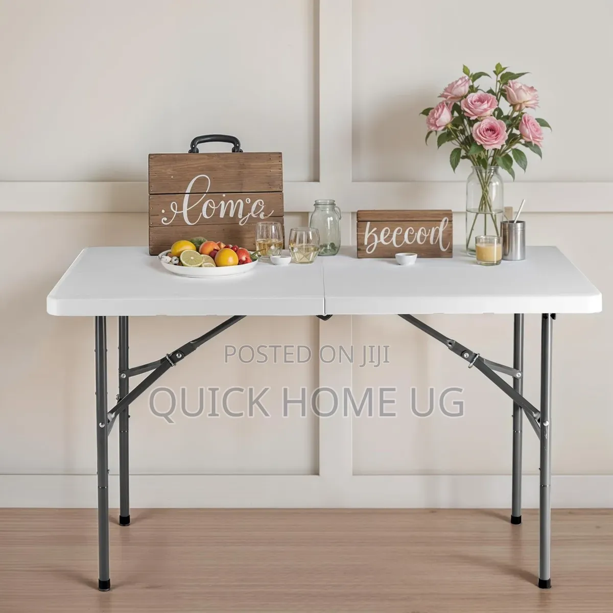 White Portable Foldable Picnic Table,Heavy Duty Foldable Table