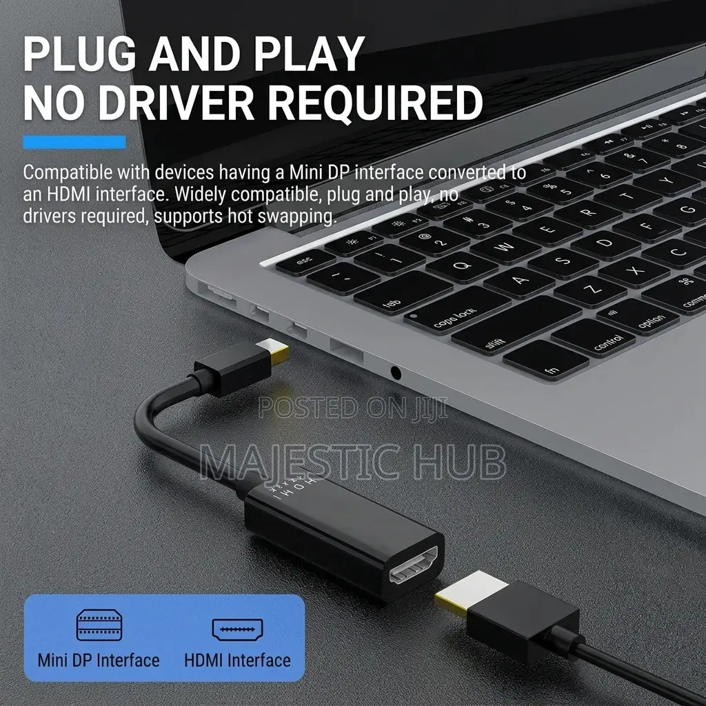 Mini DisplayPort to HDMI Adapter – Mini DP Male to HDMI Female