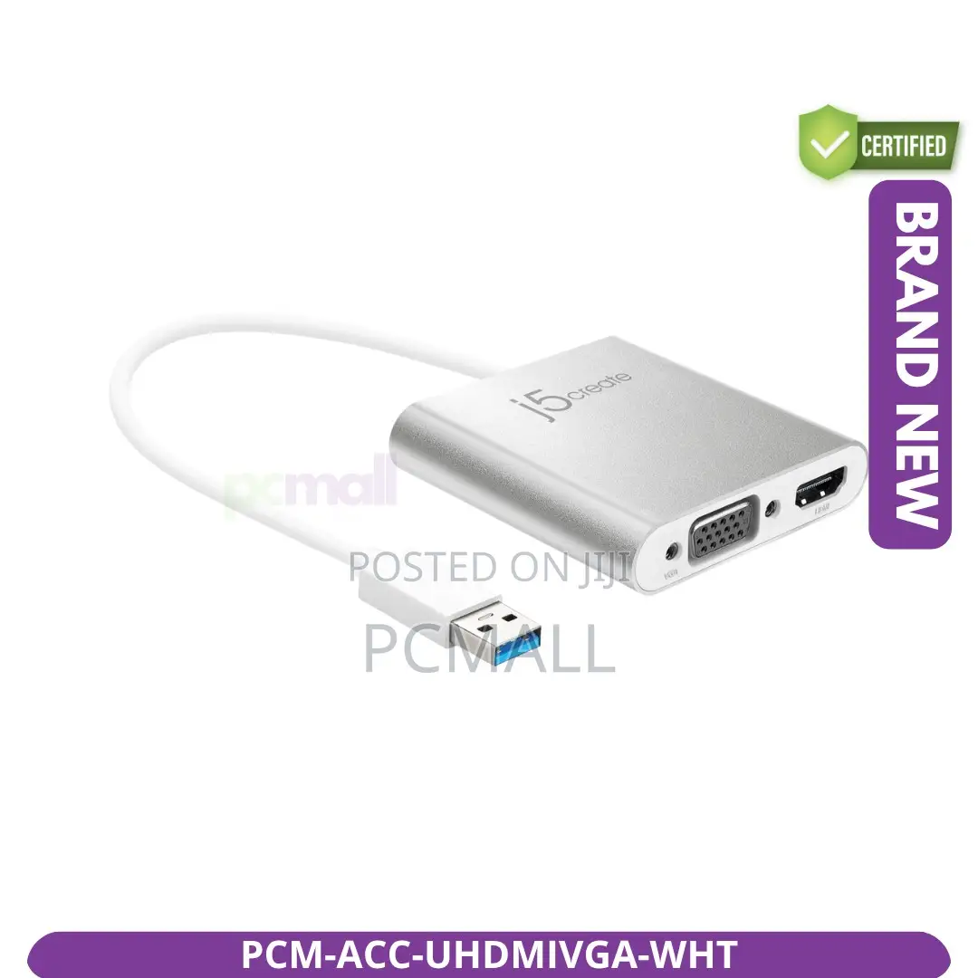 USB 3.0 HDMI+VGA Combo Converter Brand New White