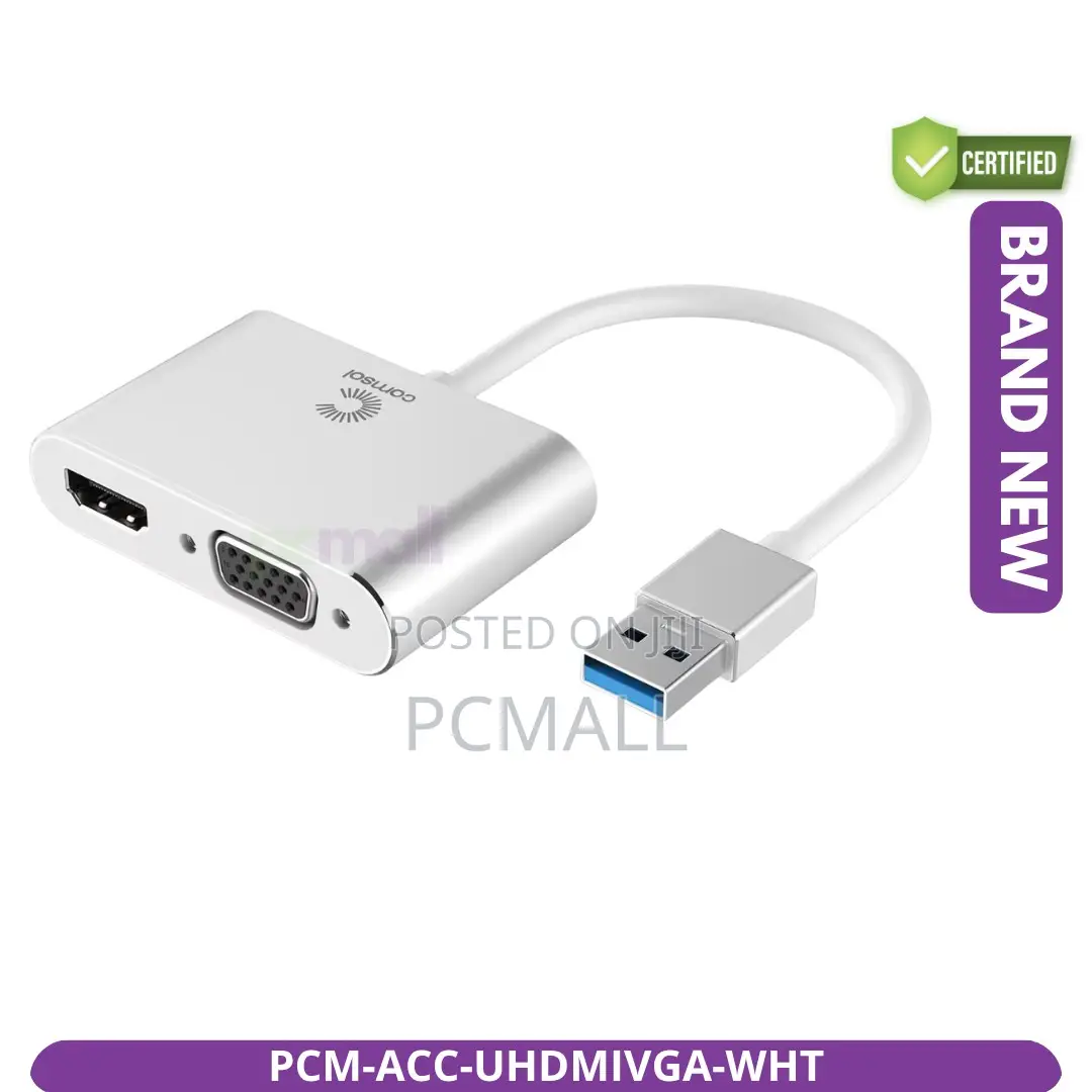 USB 3.0 HDMI+VGA Combo Converter Brand New White