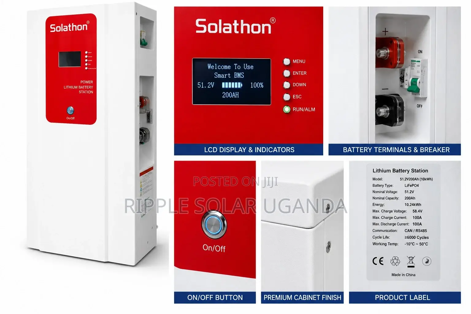 10kWh Lithium Battery 51.2V 200Ah LiFePO4 Solar Battery