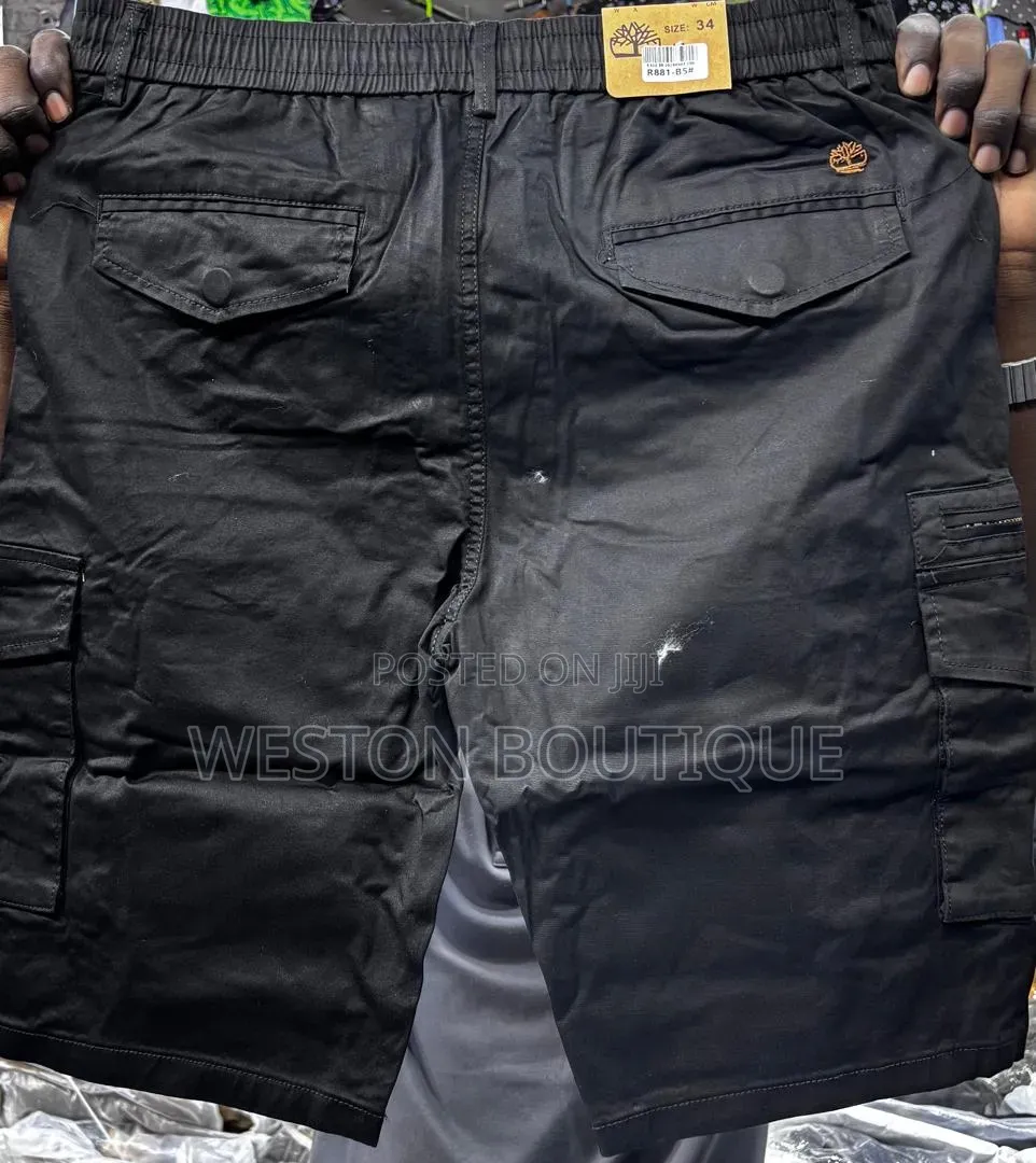 Black Timberland Cargo Short Pants for Men