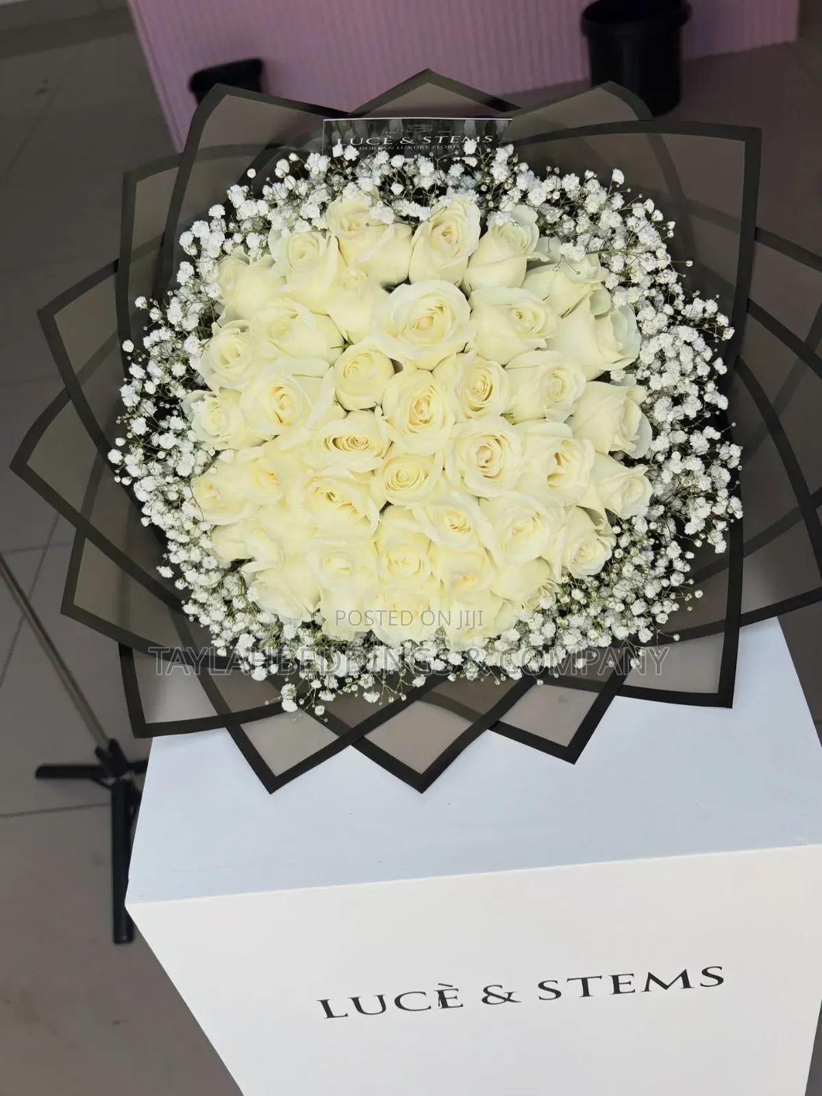 White Roses Gyps Bouquet