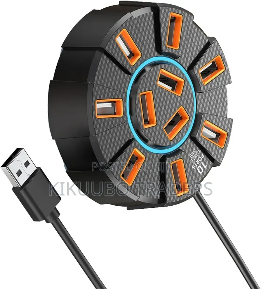 Round 10-Port USB 2.0 Hub