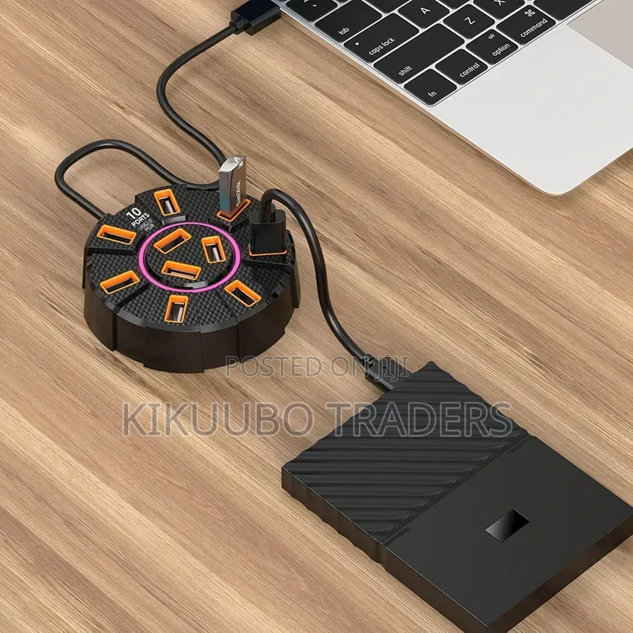 Round 10-Port USB 2.0 Hub