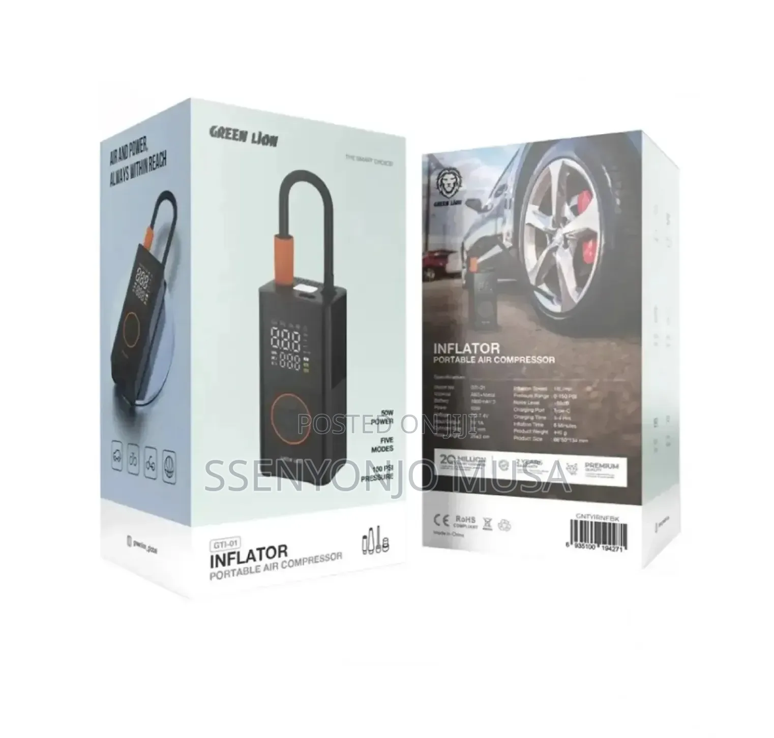 Green Lion GTI-01 Portable Rechargeable Air Compressor Tyre Inflator