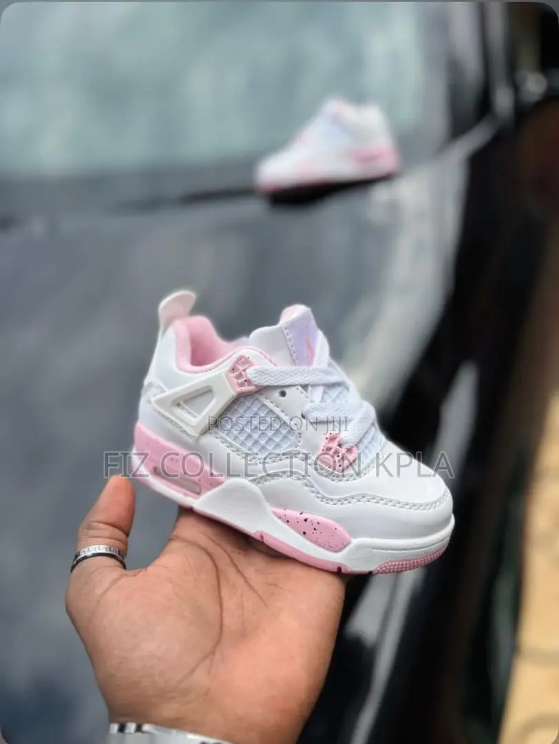 Jordan 4 Pink White Kids Sneakers