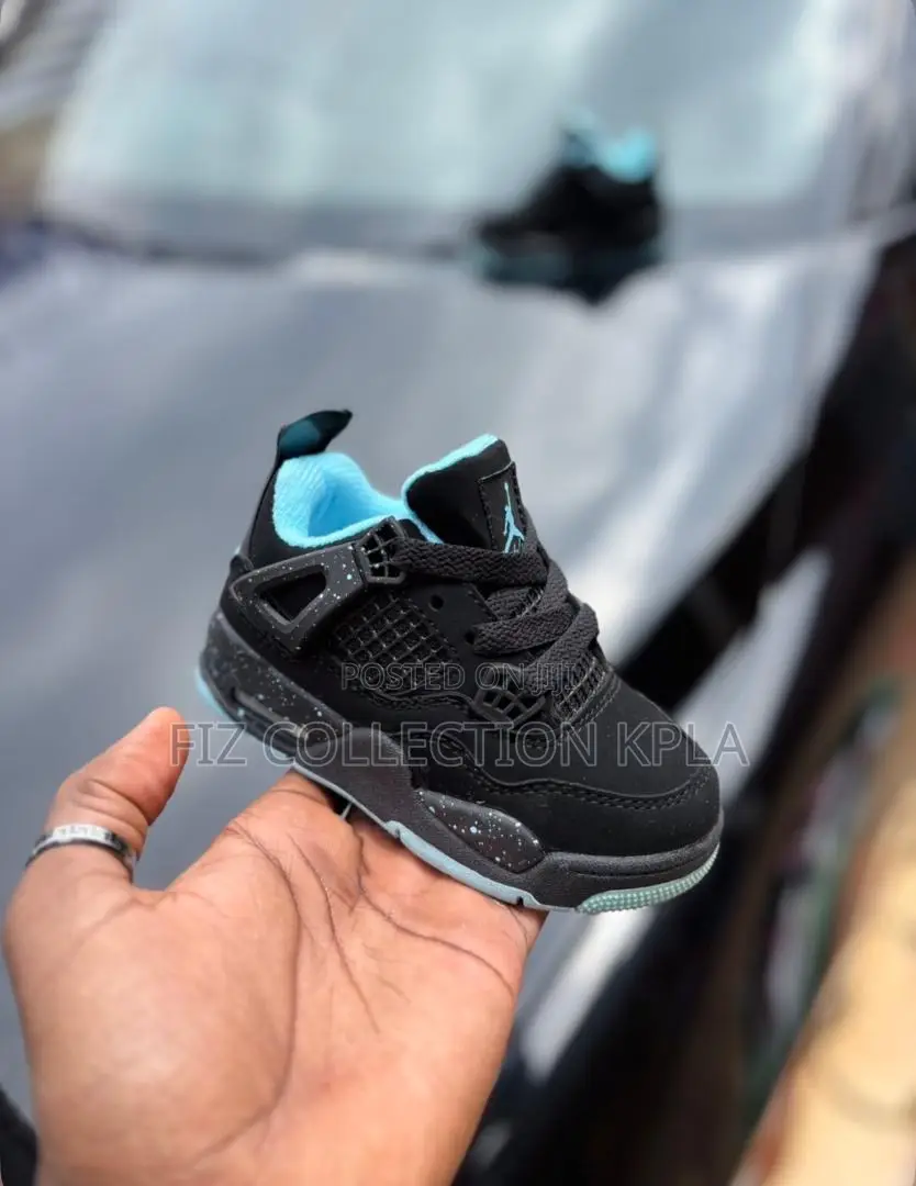 Jordan 4 Black Blue Kids Sneakers