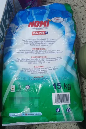 15kg of Nomi Powdered Laudary Detergent.
