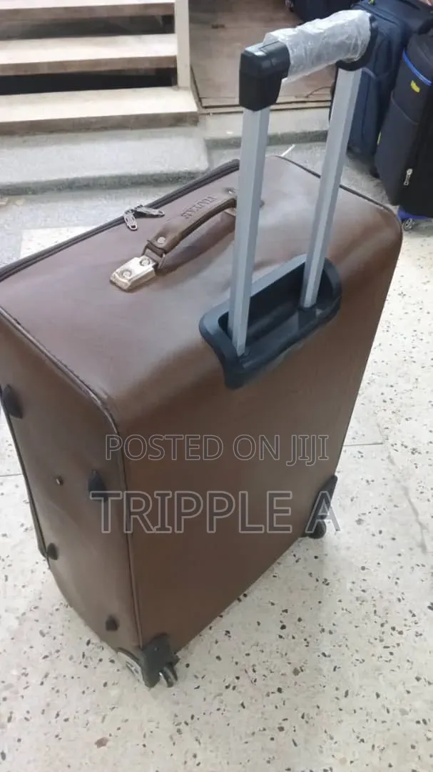 Brown Leather-Look Suitcase Large