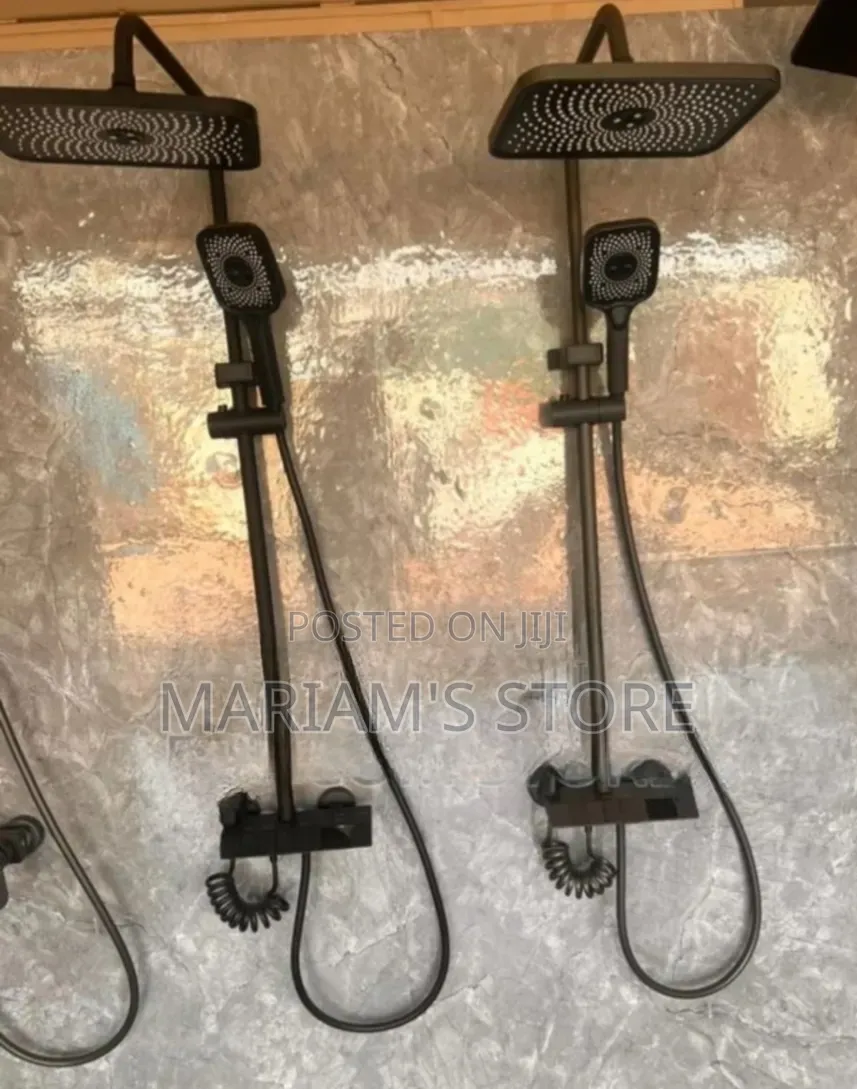 Modern Matte Black Shower Set in a Rainfall Head and Handheld Sprayer