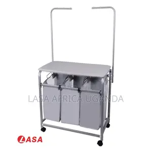 LASA 3-Bag Laundry Sorter With Ironing Board Rolling Organiser