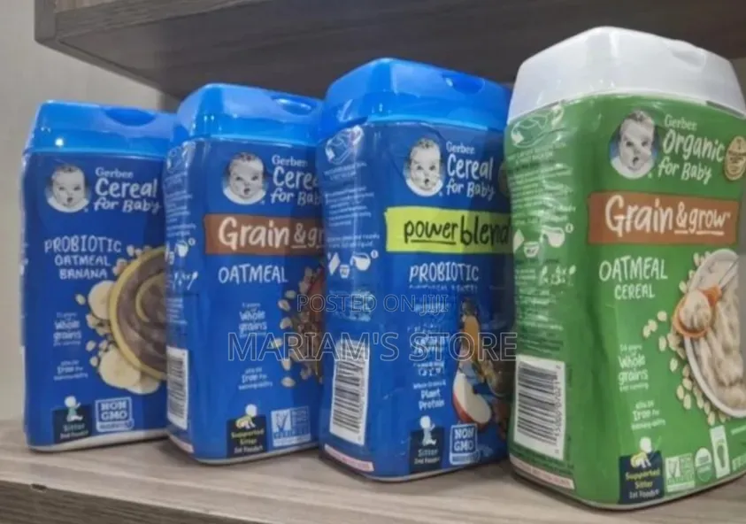 Gerber Baby Cereals in Probiotic Oatmeal Banana and Grain Grow.
