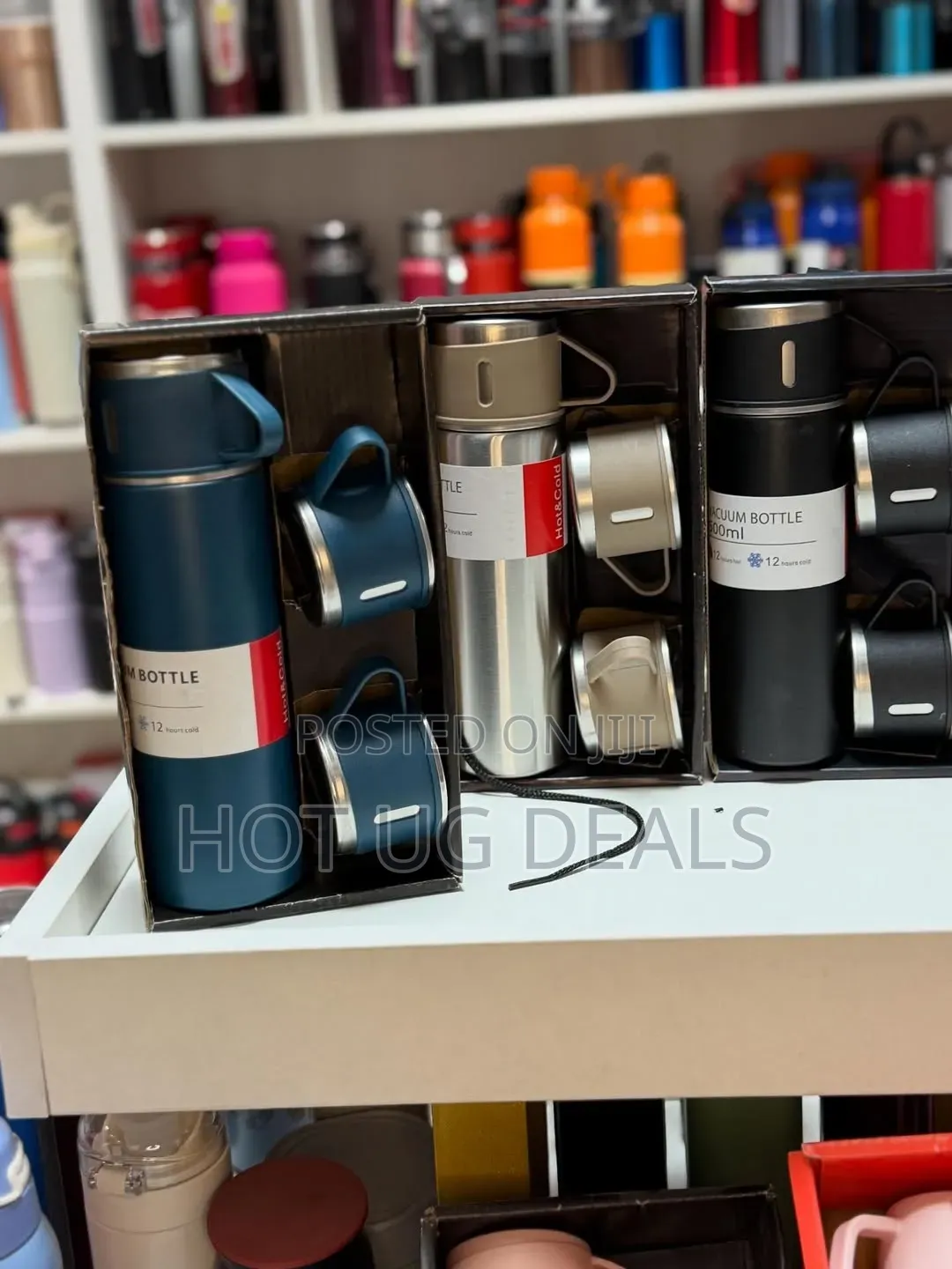 500ML Stainless Steel Thermo Bottle Flask With Cups Set-Color