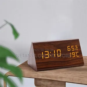 Triangular Wooden Digital Alarm Clock