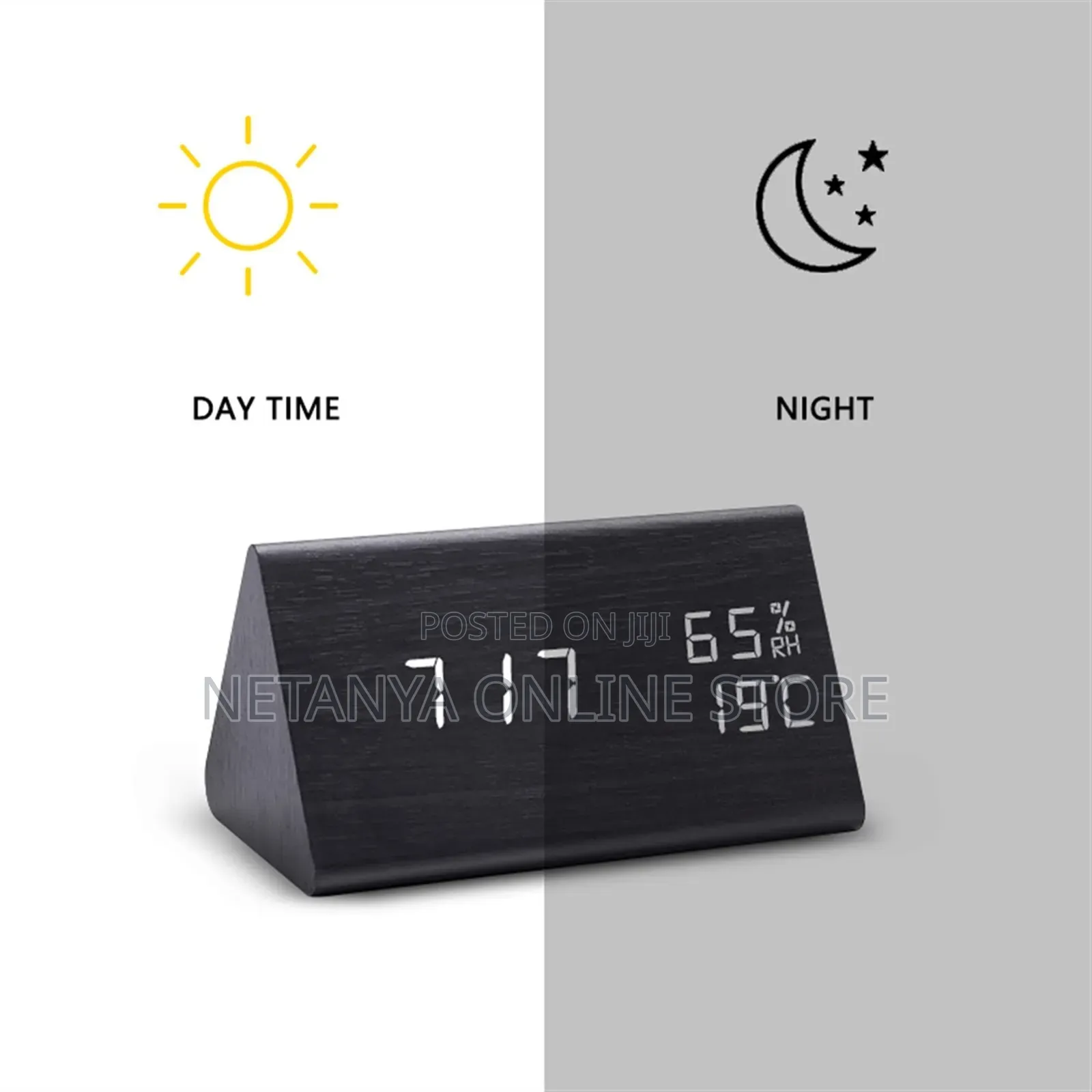 Triangular Wooden Digital Alarm Clock