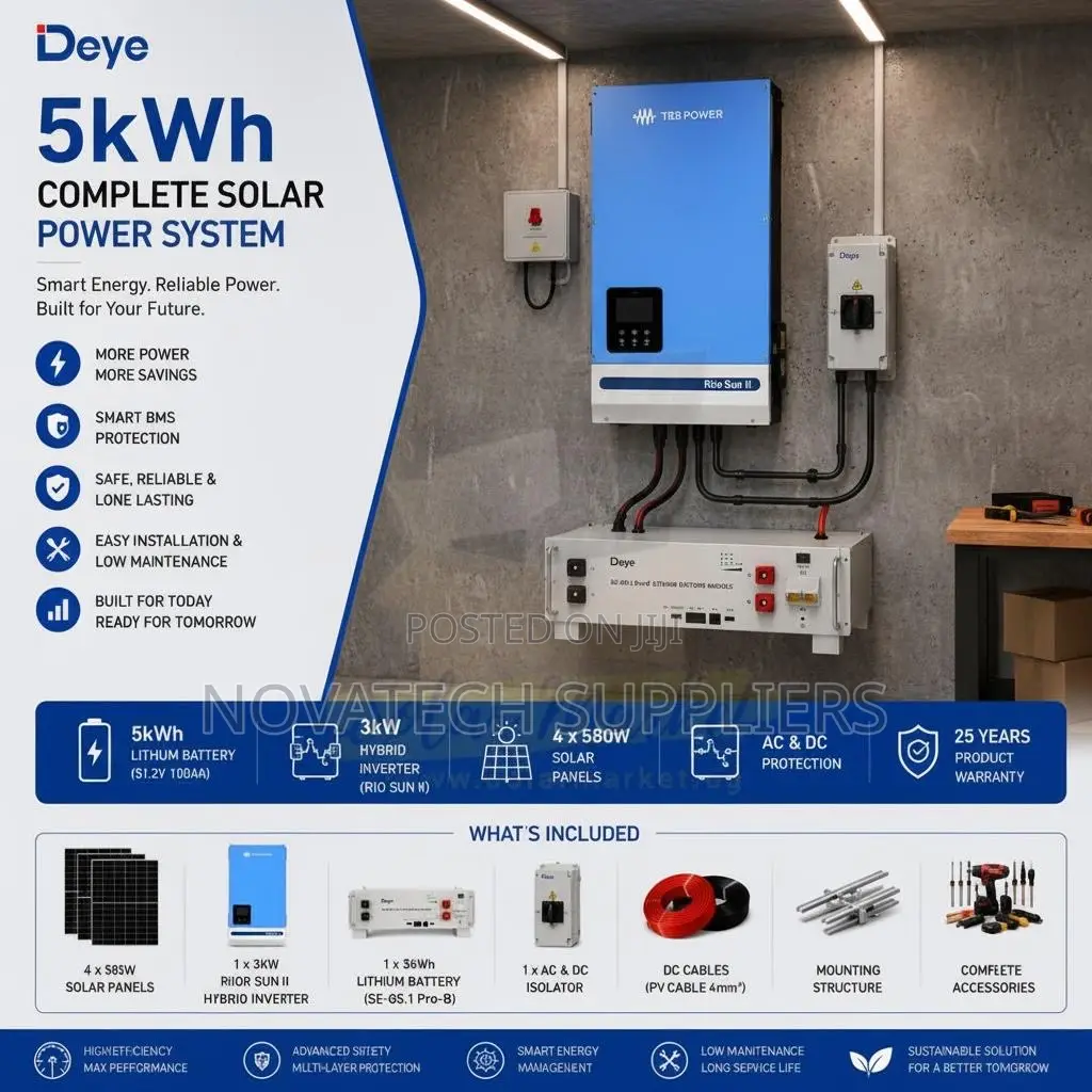 5kWh Deye Lithium Solar Kit With Smart BMS 3kW Inverter