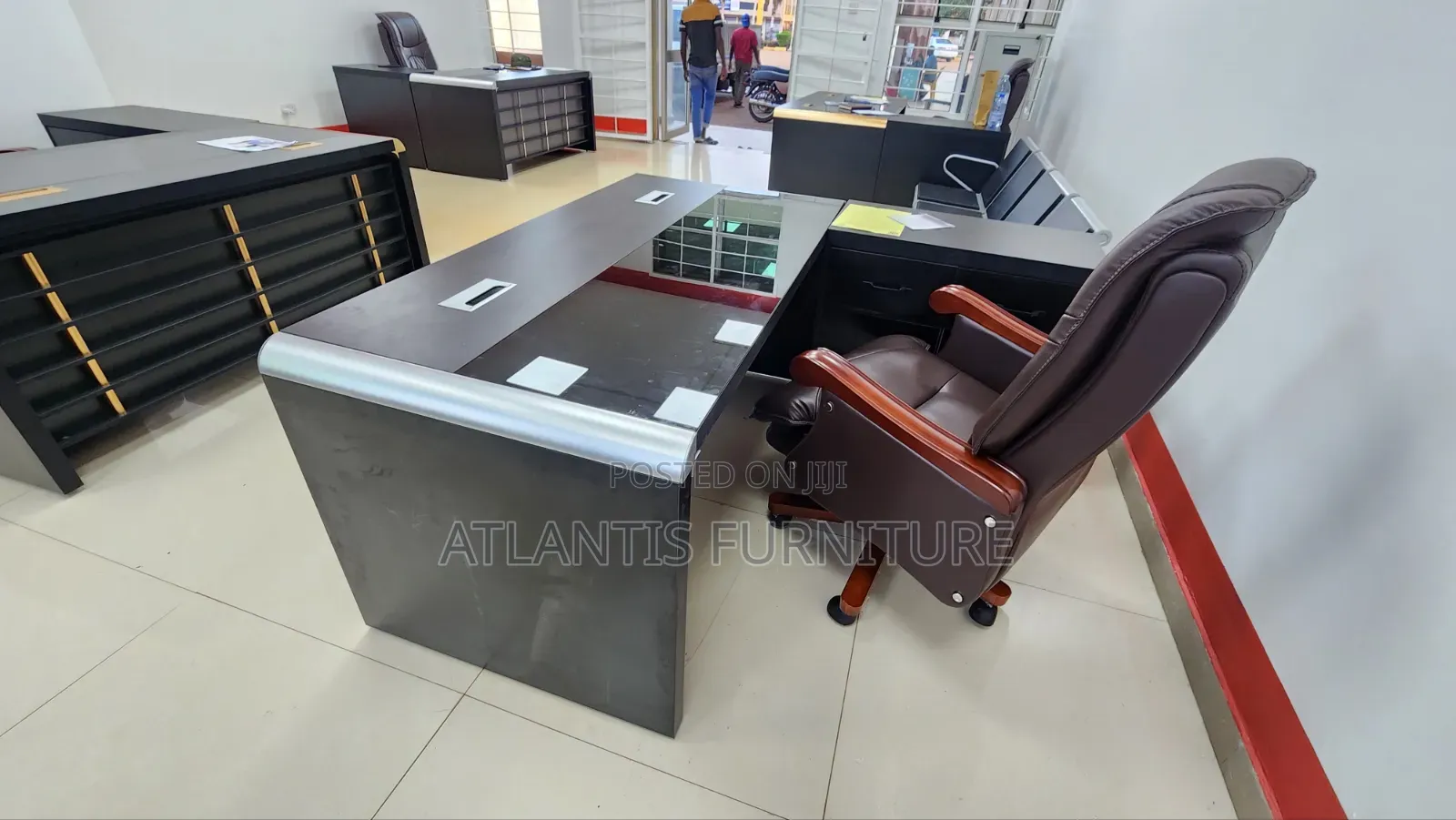 Black Executive Office Gold Desk