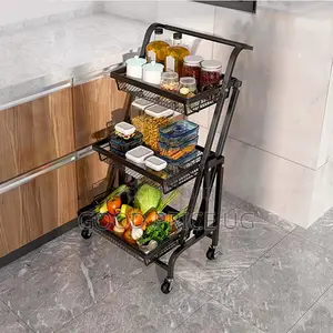 3-Tier Folding Parallel Utility Rolling Cart