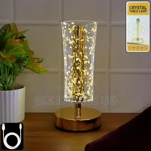 Modern Golden Flakes LED Crystal Table Lamp