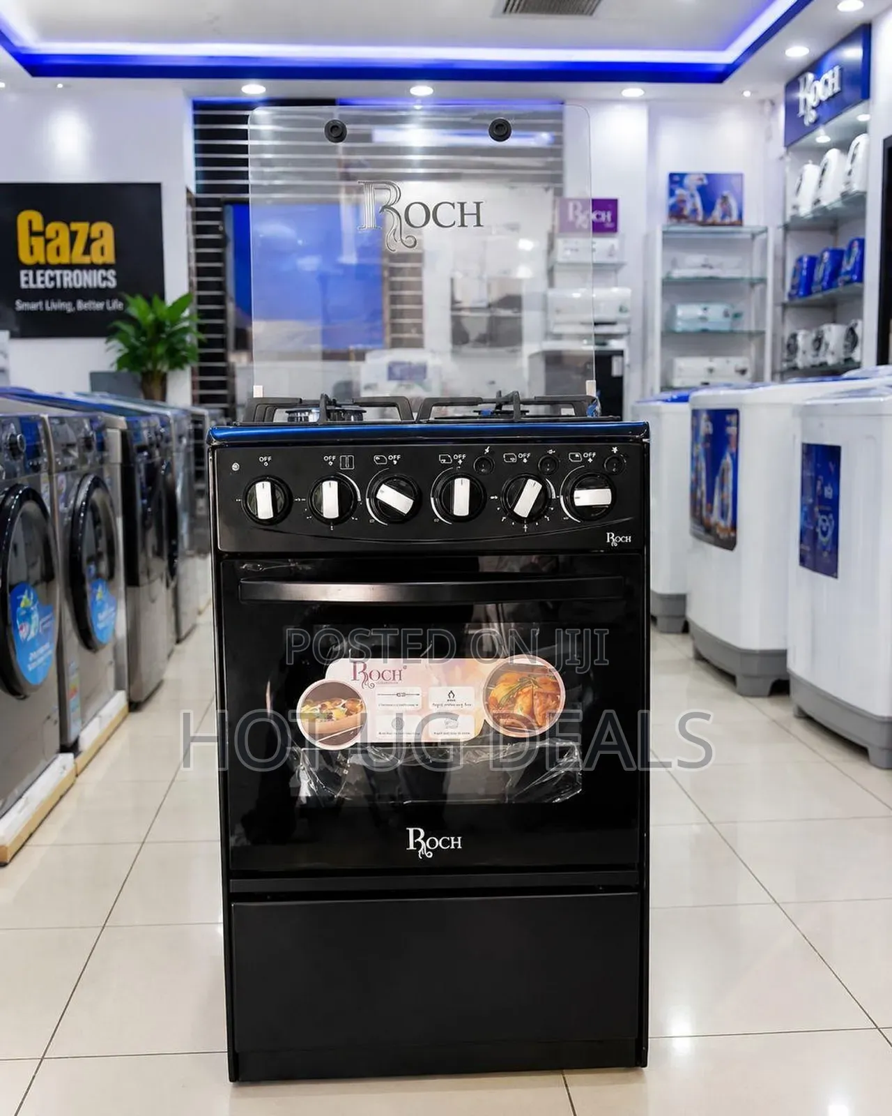 Roch 50X50cm Cooker 3 Gas + 1 Electric Plate Electric Oven – Black