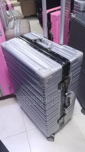 Medium Silver-Colored Luggage Suitcase