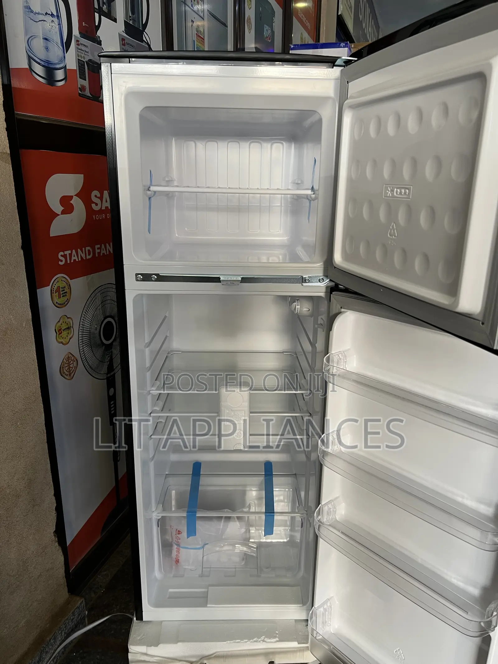 Roch 230l Double Door Fridge,ash Black With 5years Warranty. Defrost