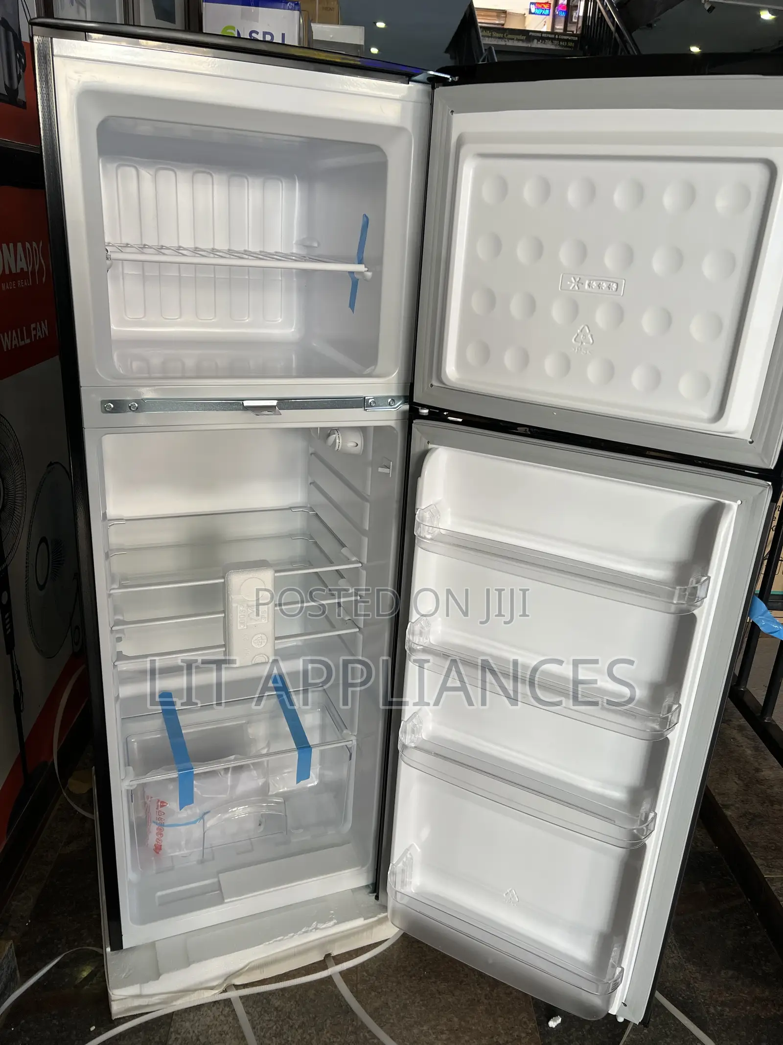 Roch 230l Double Door Fridge,ash Black With 5years Warranty. Defrost