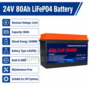 24V 80Ah LiFePO4 Lithium Battery 2048Wh Solar Backup