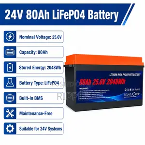 24V 80Ah LiFePO4 Lithium Battery 2048Wh Solar Backup