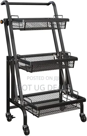 Trolley Stall Folding Portable Kitchen Storage Rack Metal Stand