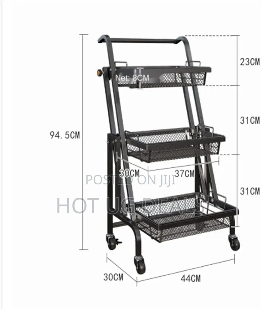 Trolley Stall Folding Portable Kitchen Storage Rack Metal Stand