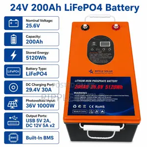 24v 200ah Lifepo4 Lithium Battery 5.12kwh