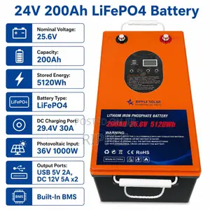24v 200ah Lifepo4 Lithium Battery 5.12kwh