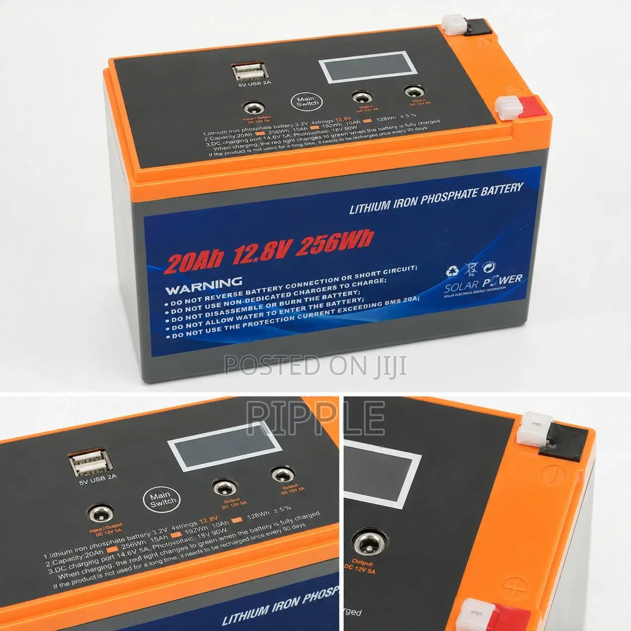 12V 20Ah LiFePO4 Lithium Battery 256Wh Solar Backup