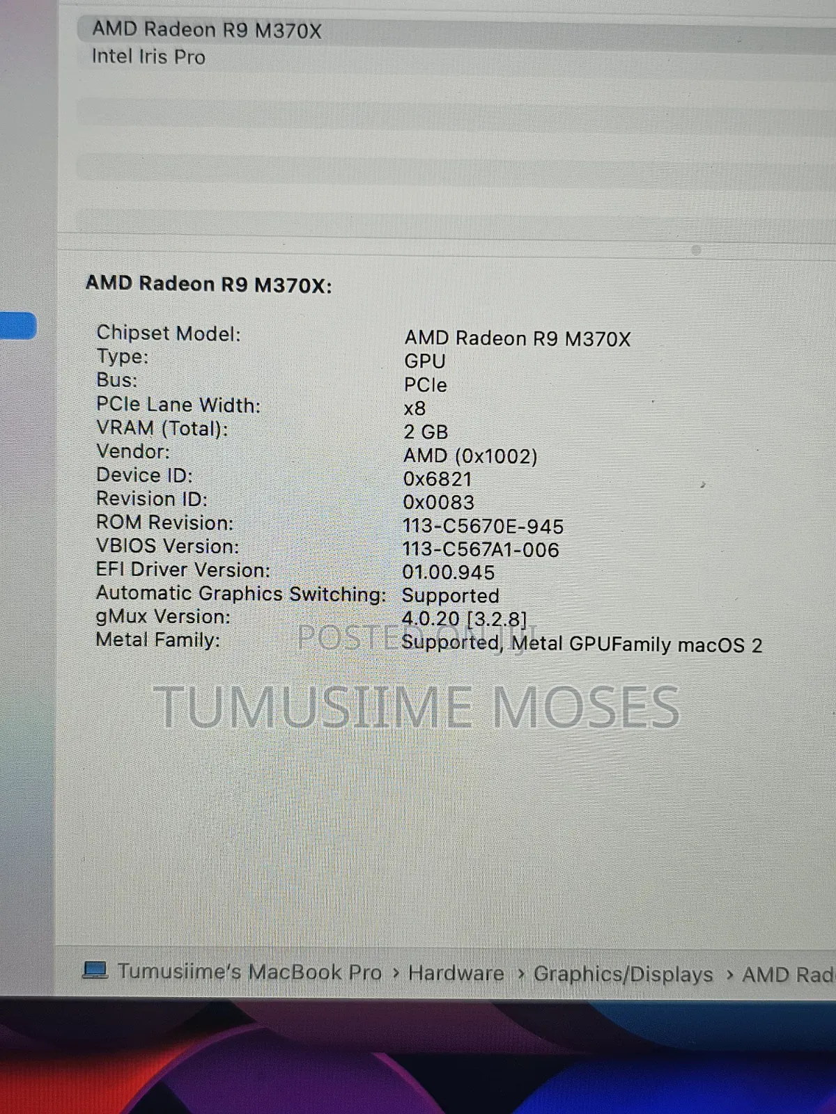 Laptop Apple MacBook Pro 2015 16GB Intel Core i7 SSD 500GB