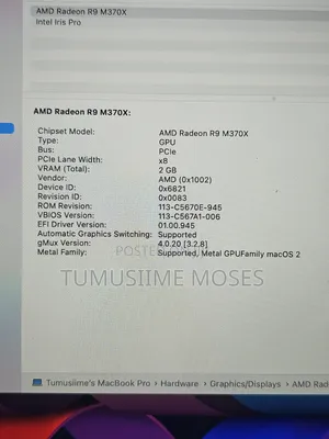 Laptop Apple MacBook Pro 2015 16GB Intel Core i7 SSD 500GB