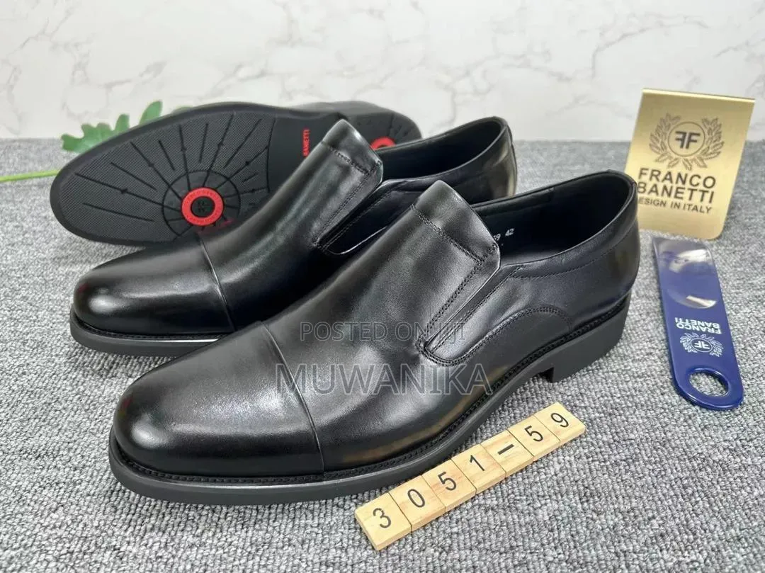 Franco Banett FB-Mens Leather Slip-on Black