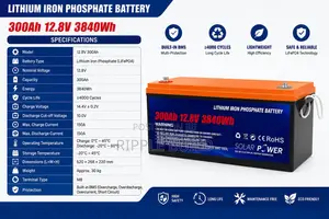12V 300Ah LiFePO4 Lithium Battery 3.84kWh Solar Backup