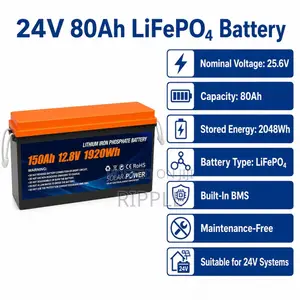 12V 150Ah LiFePO4 Lithium Battery 1.92kWh Solar Backup