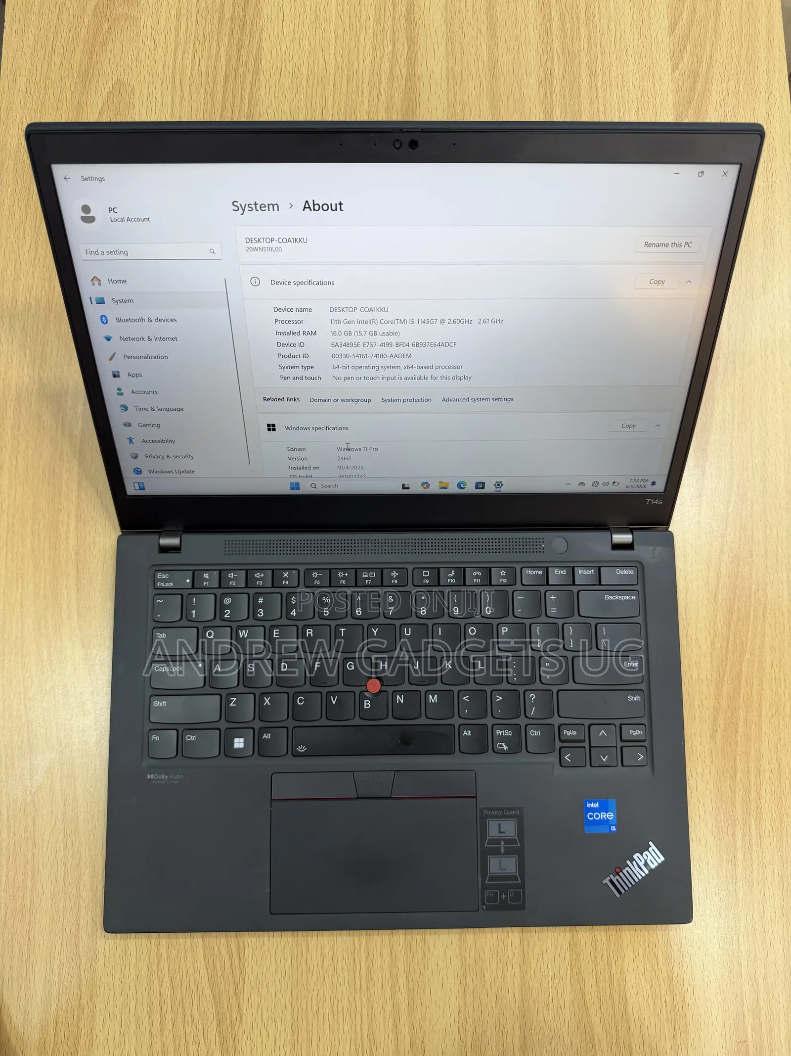 Laptop Lenovo ThinkPad T14 G2 16GB Intel Core i5 SSD 256GB