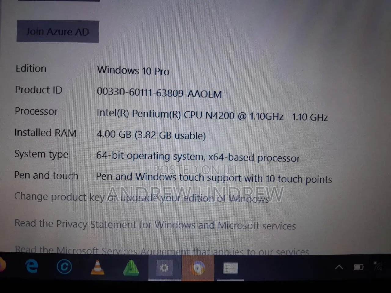 Laptop HP Pavilion x360 4GB Intel Pentium HDD 128GB
