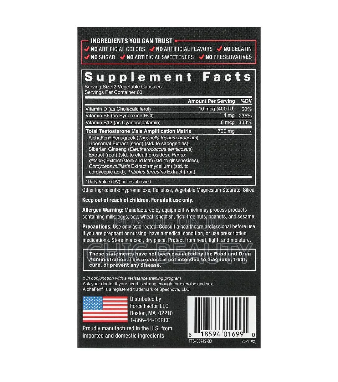 Force Factor TestX180 Legend Men Intensify Libido & Sex Drive,120 Caps