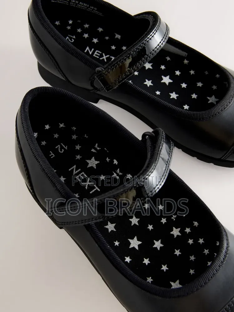 NEXT Matte Black Leather Mary Jane School Shoes
