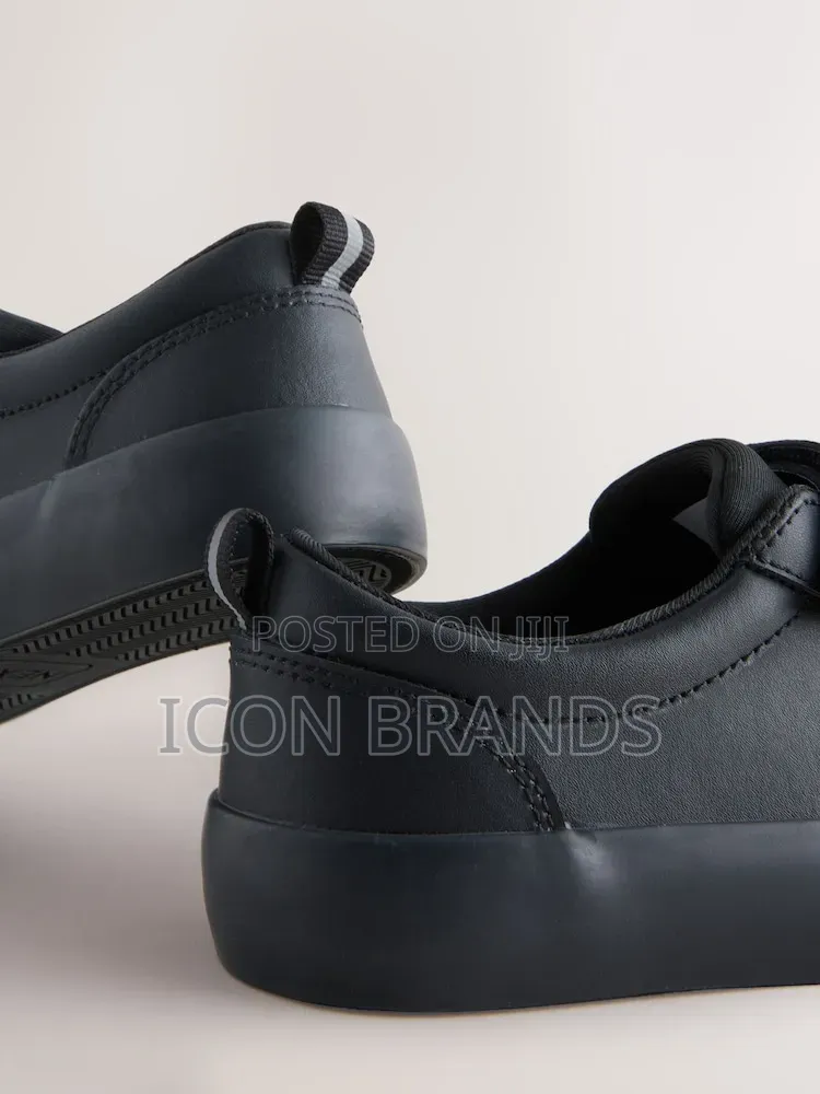 NEXT Black Leather Touch Fastening Elastic Lace School Shoes