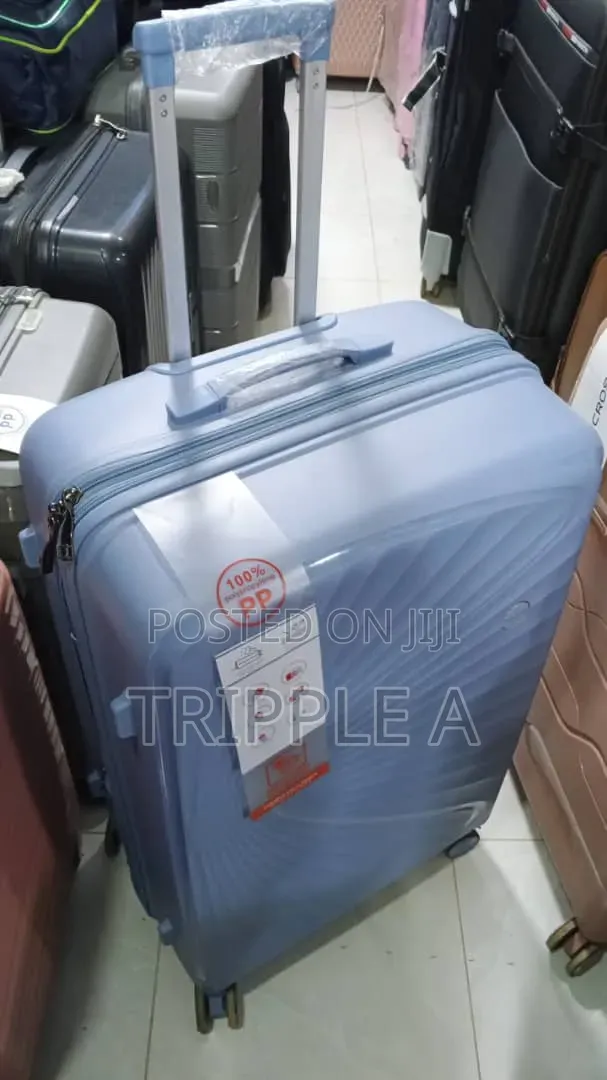 Classy Blue Ribbed Suitcase ( Large)