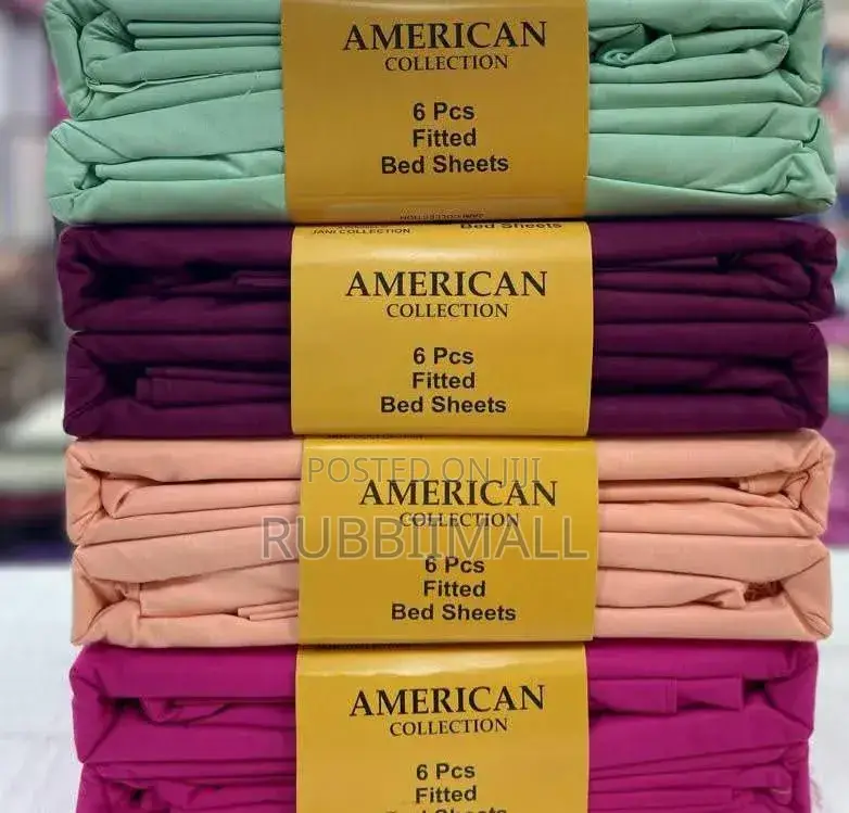 American Plain Fitted Bedsheet 6pcs